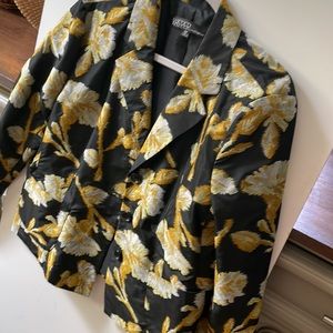 Kasper floral blazer with yellow embroidery